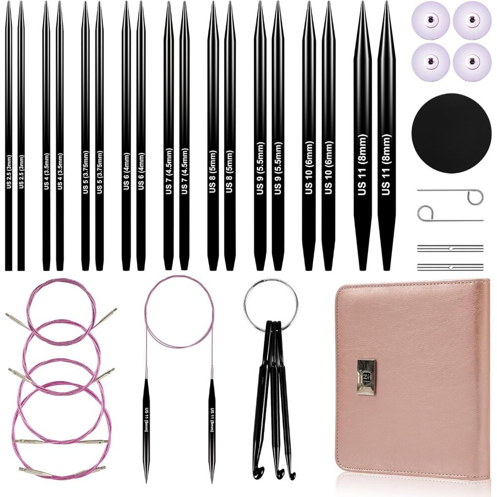 4.53-inch 11.5cm Interchangeable Circular Knitting s Set Aluminum  Sizes 2.5, 4,
